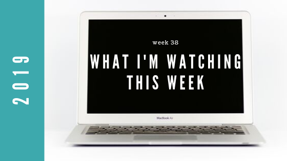 blog post cover consists of an opened MacBook Air with a black screen and titled "Week 38 What I'm Watching This Week"